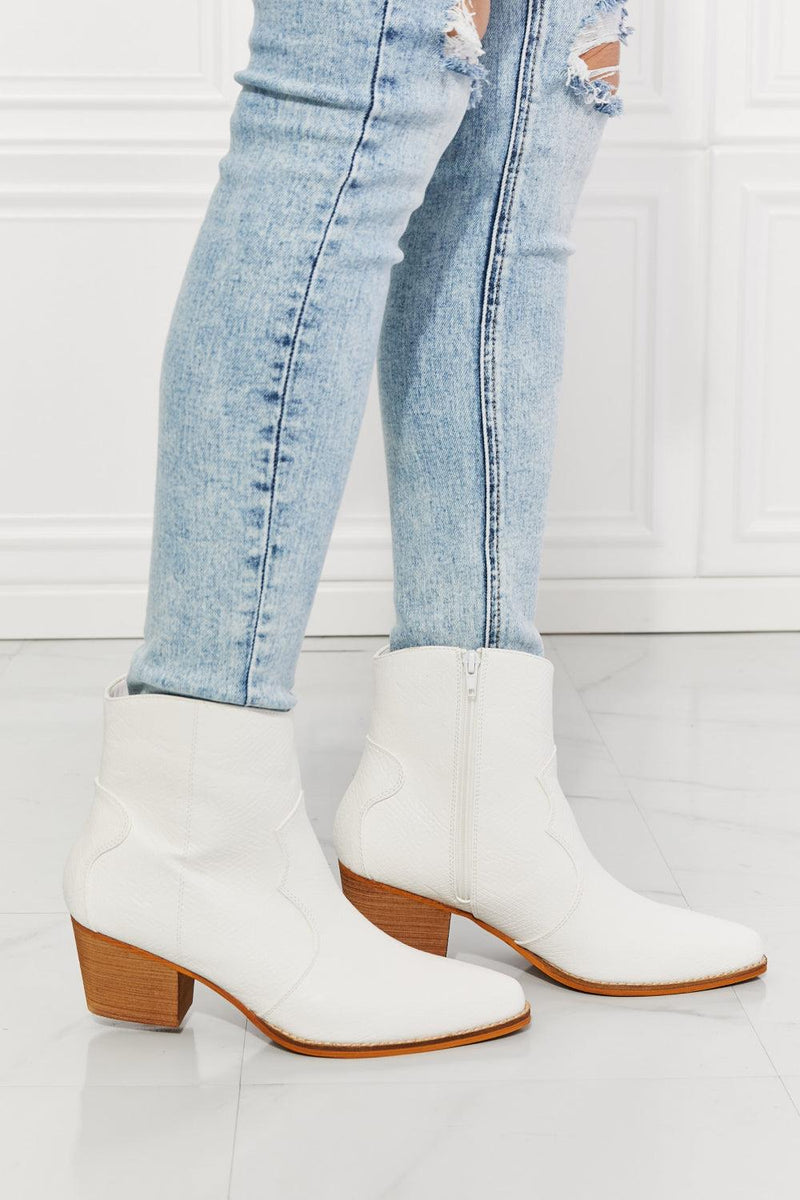 Watertower Town Faux Leather Western Ankle Boots in White - Studio 653