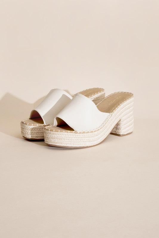 Platform Espadrille Block Heel Mules - Studio 653