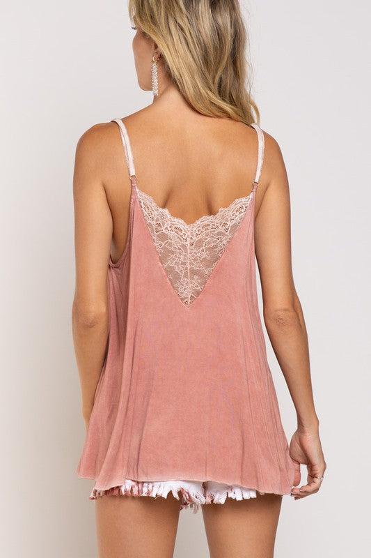 V-camisole Tank with Lace Front - Studio 653