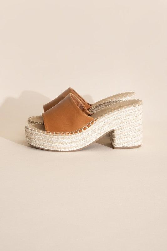 Platform Espadrille Block Heel Mules - Studio 653