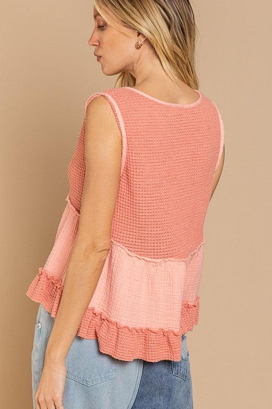 Sleeveless V-neck Mini Babydoll Tank Top - Studio 653