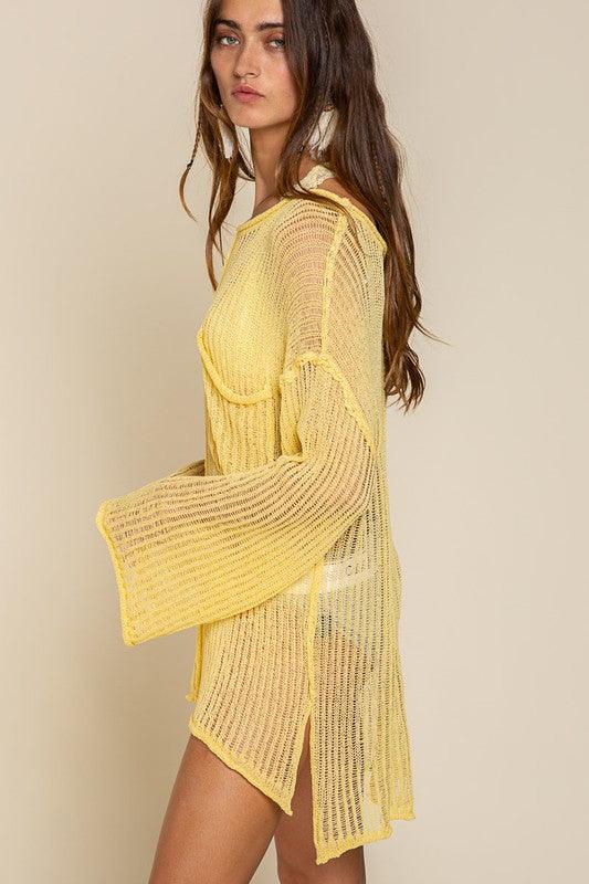 Loose Fit See-through Boat Neck Sweater - Studio 653