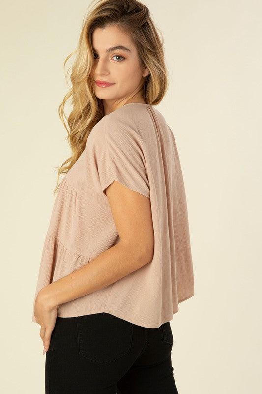 Tie Front A-line Tiered Blouse - Studio 653